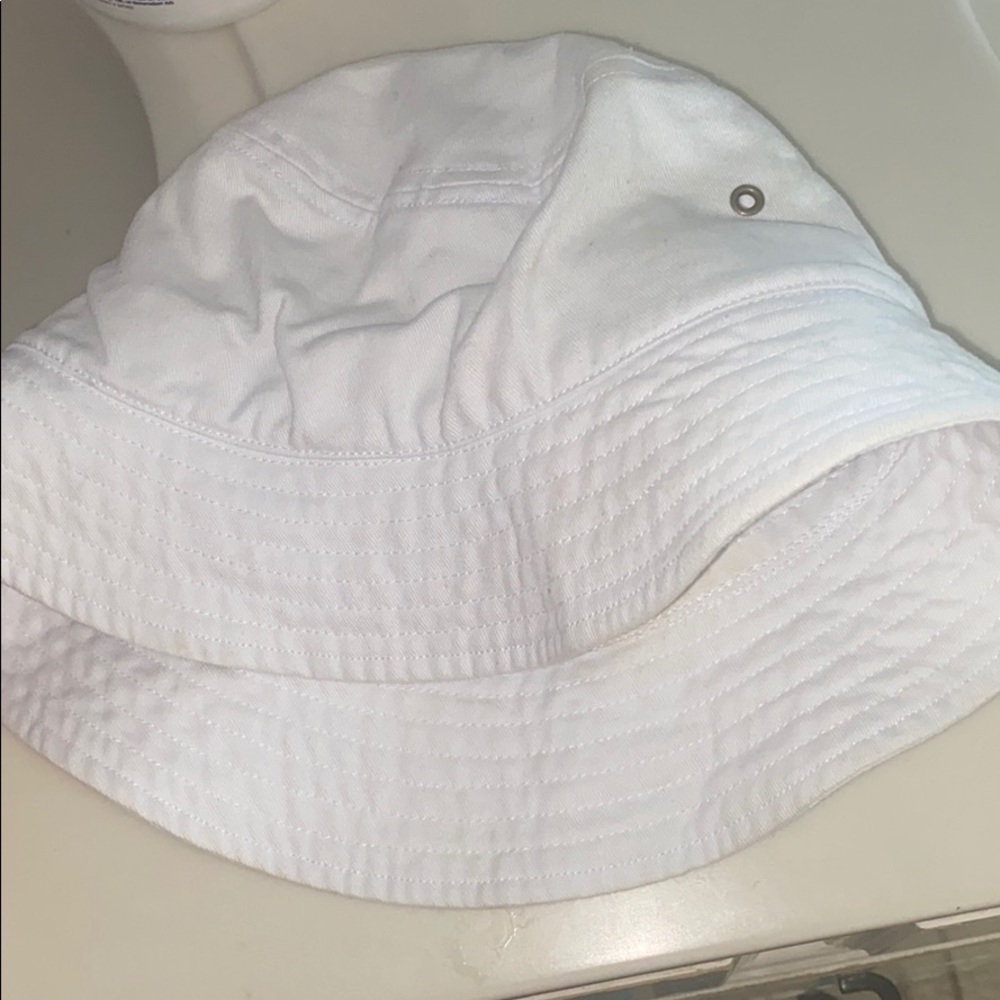 white bucket hat